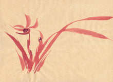 Load image into Gallery viewer, Red Orchid Sumi-e Japanese Brush Painting Greeting Card
