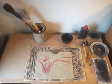 Load image into Gallery viewer, Red Orchid Sumi-e Japanese Brush Painting Greeting Card
